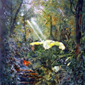 Trail light, 34 x 44 inches, watercolor on canvas