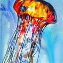 Jelly Fish 1, 16 x 22 inches, watercolor on canvas
